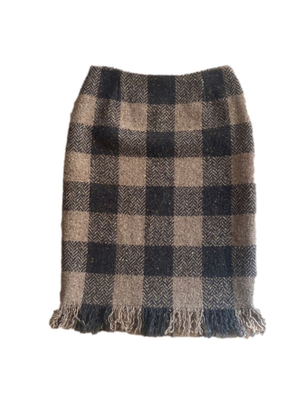 Etcetera wool blend fringe skirt